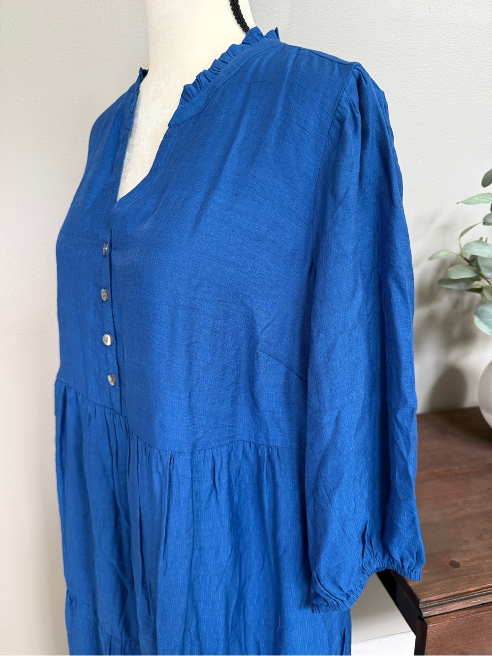 J. Jill Ruffled Oceanic Tiered Button Front Midi Dress Size XL P #2567 - Picture 3 of 9